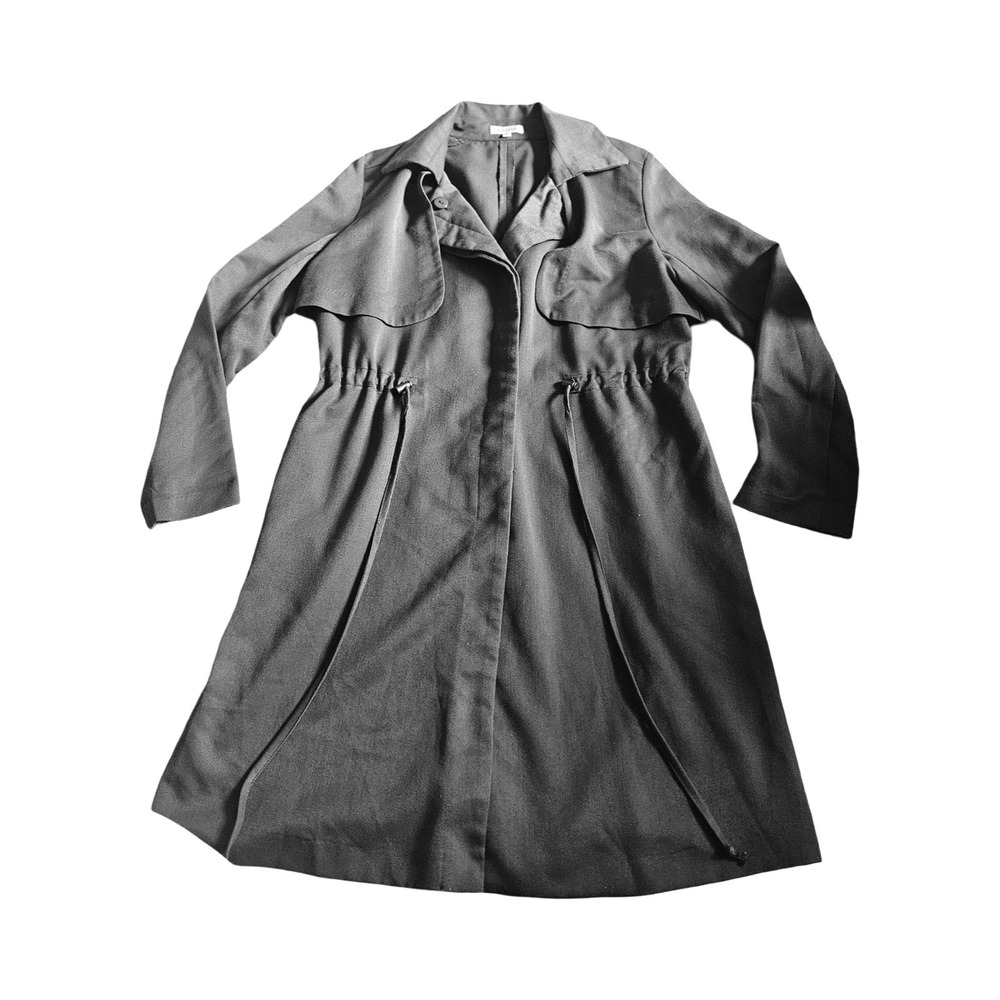 JustFab Olive Green Lightweight Trench Coat Duster Drawstring Waist Womens Large